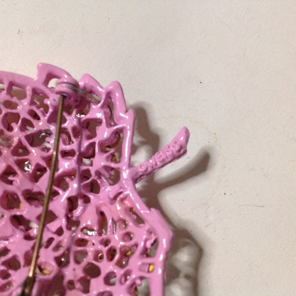 Vintage Weiss Pink Rhinestone Maple Leaf Brooch & Earrings - Picture 7 of 9